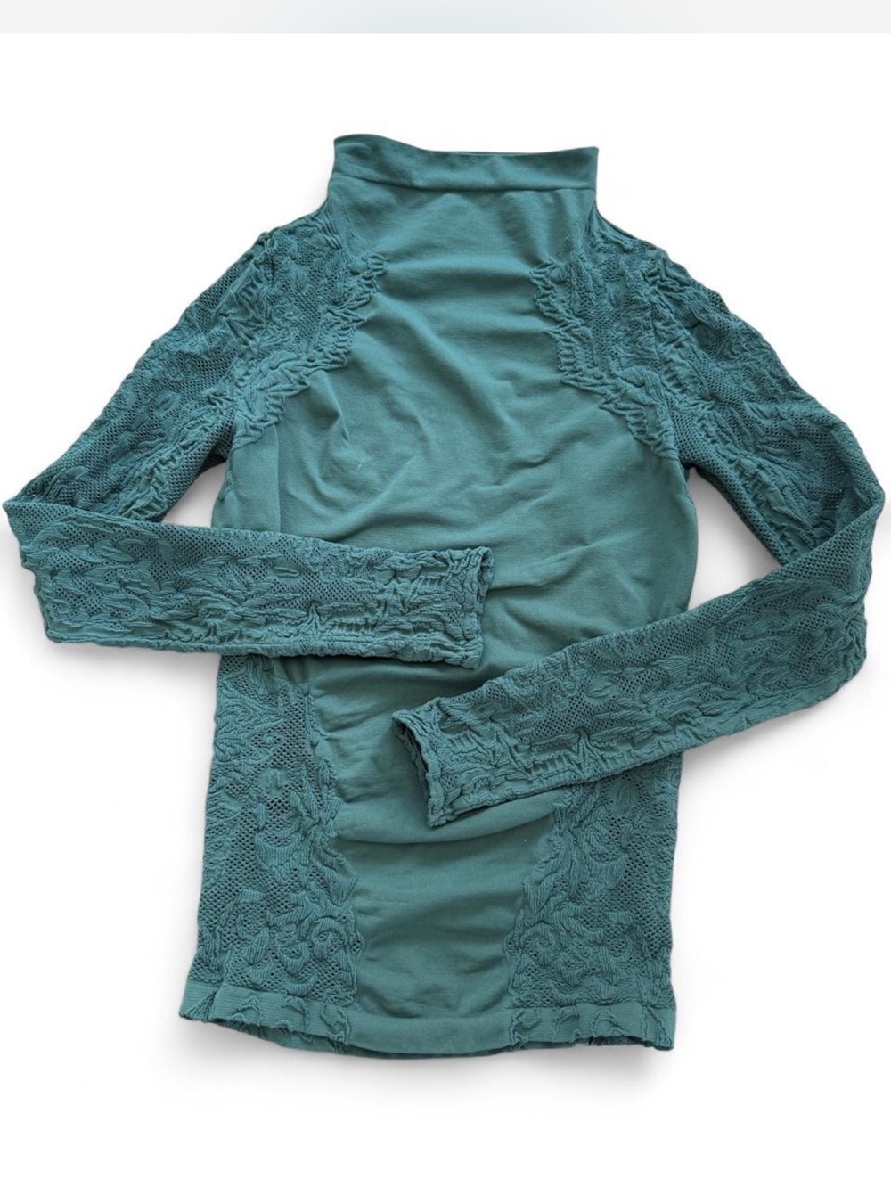 Free People Intimately Dark Green Lace Mock Neck Top XS/S